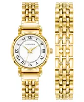 Anne Klein Women's Quartz Gold-Tone Alloy Watch 24mm Set