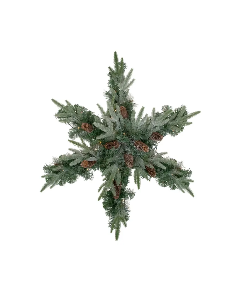 32" Pre-Lit Artificial Mixed Pine and Pine Cone Christmas Snowflake Wreath