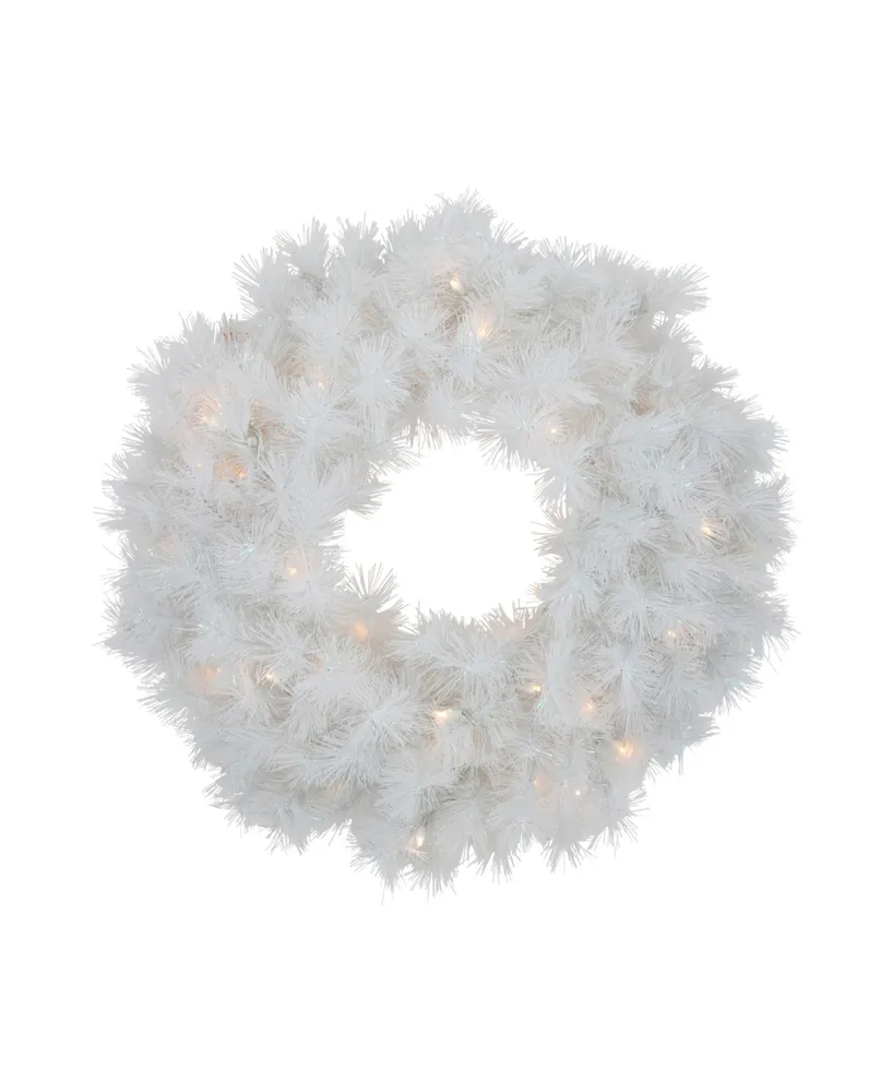 Pre-Lit Alaskan Pine Artificial Christmas Wreath 24" Warm Led Lights