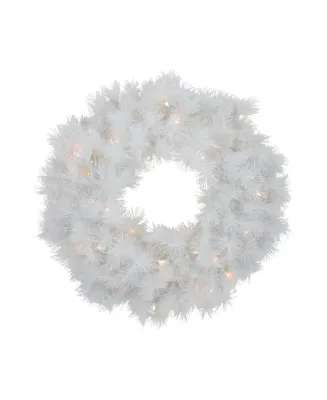 Pre-Lit Alaskan Pine Artificial Christmas Wreath 24" Warm Led Lights