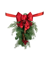 Set of 2 Mixed Cedar and Pine Christmas Chair Back Swags