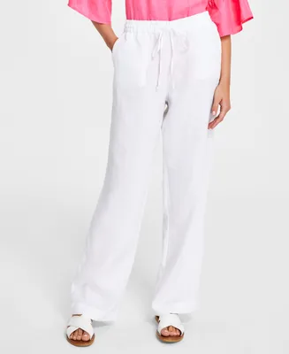 Charter Club Women's 100% Linen Drawstring Pants, Created for Macy's