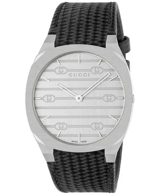 Gucci Women's Swiss 25H Black Leather Strap Watch 38mm