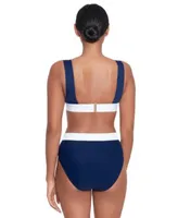 Lauren Ralph Lauren Womens Banded Modern V Neck Bikini Top High Waisted Bikini Bottoms