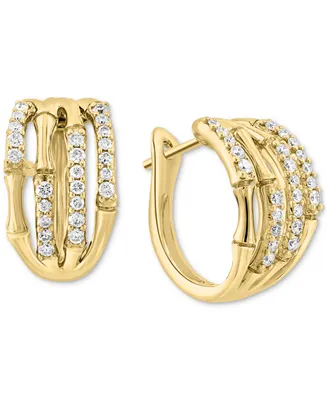 Effy Diamond Multirow Openwork Hoop Earrings (3/8 ct. t.w.) in 14k Gold