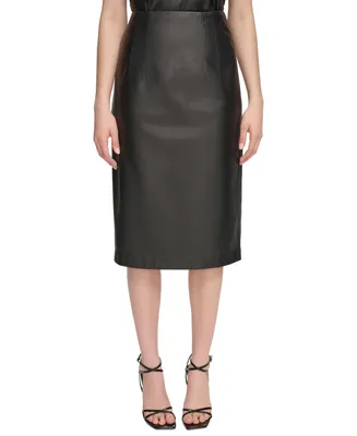 Calvin Klein Women's Faux-Leather Midi Skirt