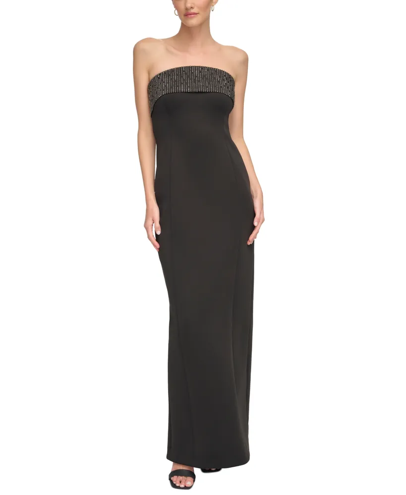 Calvin Klein Women's Embellished-Overlay Strapless Gown