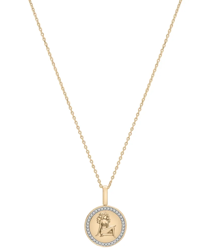 Audrey by Aurate Diamond Leo Disc 18" Pendant Necklace (1/10 ct. t.w.) in Gold Vermeil, Created for Macy's