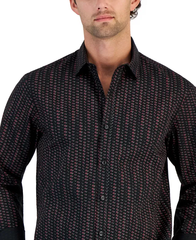 Alfani Men's Round Geometric Print Long-Sleeve Button-Up Shirt, Created for  Macy's