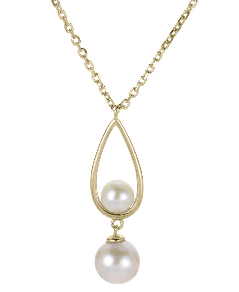 Cultured Freshwater Pearl (4 & 6-1/2mm) Teardrop 18" Pendant Necklace in 14k Gold-Plated Sterling Silver