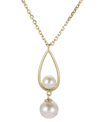 Cultured Freshwater Pearl (4 & 6-1/2mm) Teardrop 18" Pendant Necklace in 14k Gold-Plated Sterling Silver