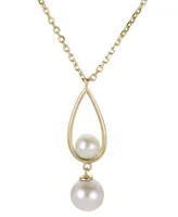 Cultured Freshwater Pearl (4 & 6-1/2mm) Teardrop 18" Pendant Necklace in 14k Gold-Plated Sterling Silver