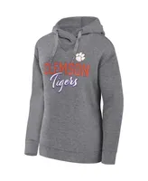 Women's Fanatics Heather Gray Clemson Tigers Script Favorite Pullover Hoodie