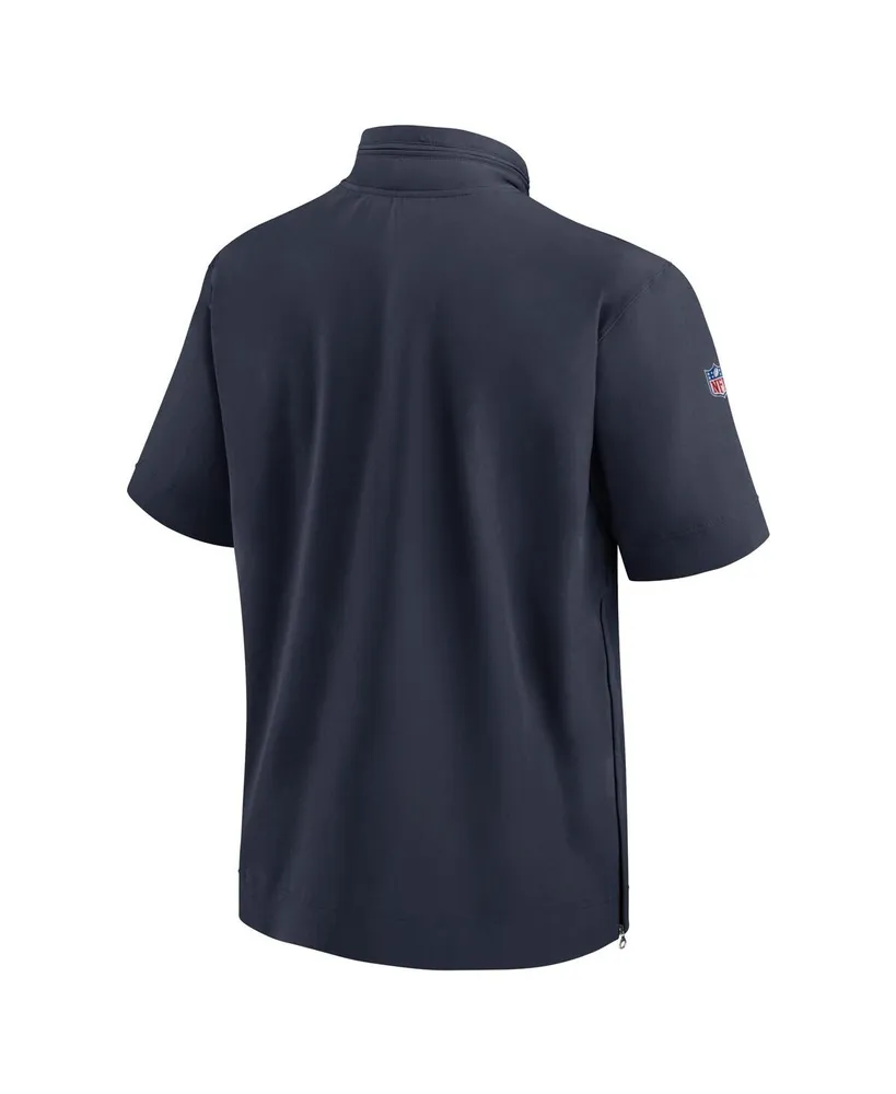 Men's Nike Navy Chicago Bears Sideline Coach Short Sleeve Hoodie Quarter-Zip Jacket