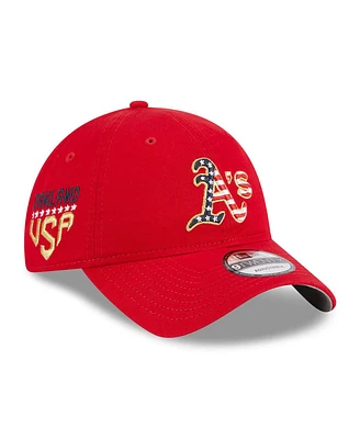 Men's New Era Red Oakland Athletics 2023 Fourth of July 9TWENTY Adjustable Hat