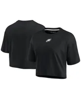 Women's Fanatics Signature Black Philadelphia Eagles Super Soft Boxy Short Sleeve Cropped T-shirt