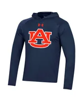 Men's Under Armour Navy Auburn Tigers School Logo Raglan Long Sleeve Hoodie Performance T-shirt