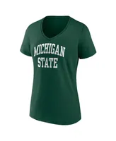 Women's Fanatics Green Michigan State Spartans Basic Arch V-Neck T-shirt