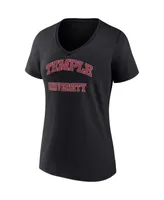 Women's Fanatics Black Temple Owls Evergreen Campus V-Neck T-shirt