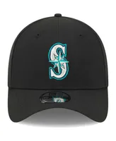 Men's New Era Black Seattle Mariners Logo 39THIRTY Flex Hat