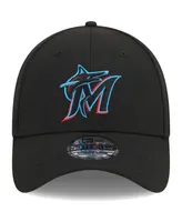 Men's New Era Black Miami Marlins Logo 39THIRTY Flex Hat