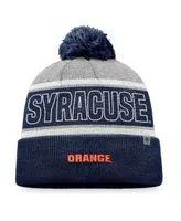 Men's Top of the World Navy, Heather Gray Syracuse Orange Cuffed Knit Hat with Pom