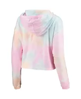 Women's League Collegiate Wear Pink, White Clemson Tigers Tie-Dye Cropped Pullover Hoodie