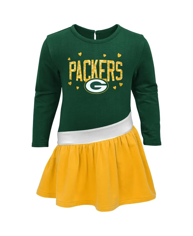 Outerstuff Girls Preschool Green/Gold Green Bay Packers Heart to Heart Jersey Tri-Blend Dress