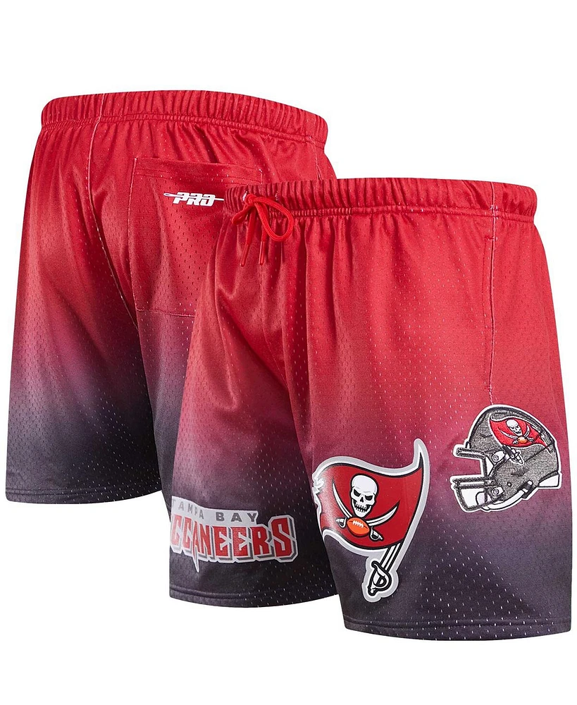 Men's Pro Standard Black, Red Tampa Bay Buccaneers Ombre Mesh Shorts