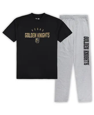 Men's Vegas Golden Knights Black, Heather Gray Big and Tall T-shirt Pants Lounge Set