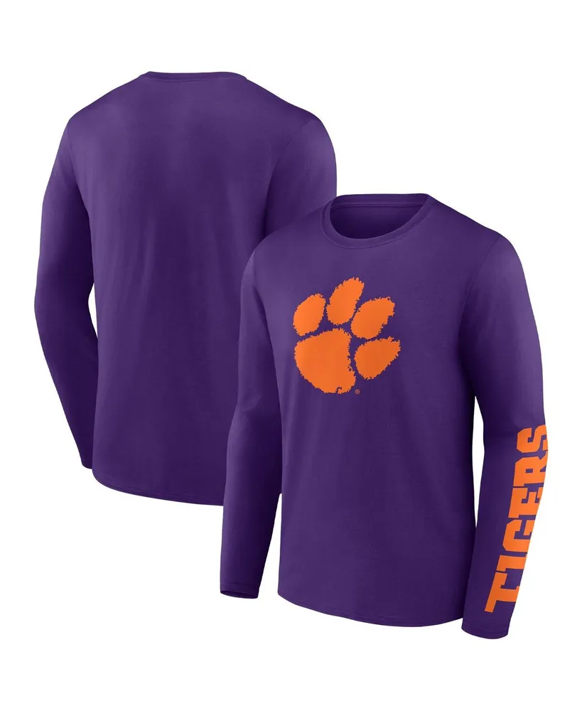 Men's Fanatics Purple Clemson Tigers Double Time 2-Hit Long Sleeve T-shirt