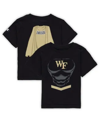 Toddler Boys and Girls Champion Black Wake Forest Demon Deacons Super Hero T-shirt