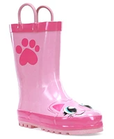 Toddler Little Girl's and Big Pink Kitty Rain Boot