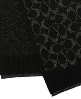 Coach Women's Metallic Logo Ribbed-Knit Scarf