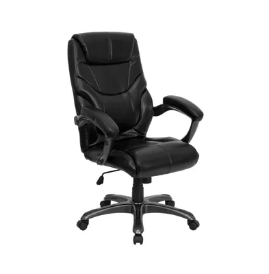 Emma+Oliver High Back Leathersoft Executive Swivel Ergonomic Office Chair With Arms