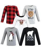 Hudson Baby Baby Boys Long Sleeve T-Shirts, Winter Penguin Moose