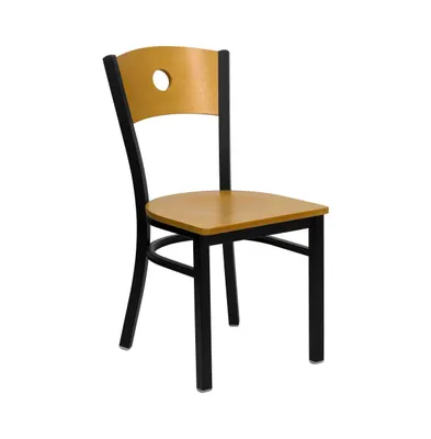 Emma+Oliver Wood Circle Back Metal Restaurant Dining Chair