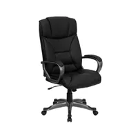 Emma+Oliver High Back Leather Executive Swivel Office Chair With Lip Edge Base And Arms