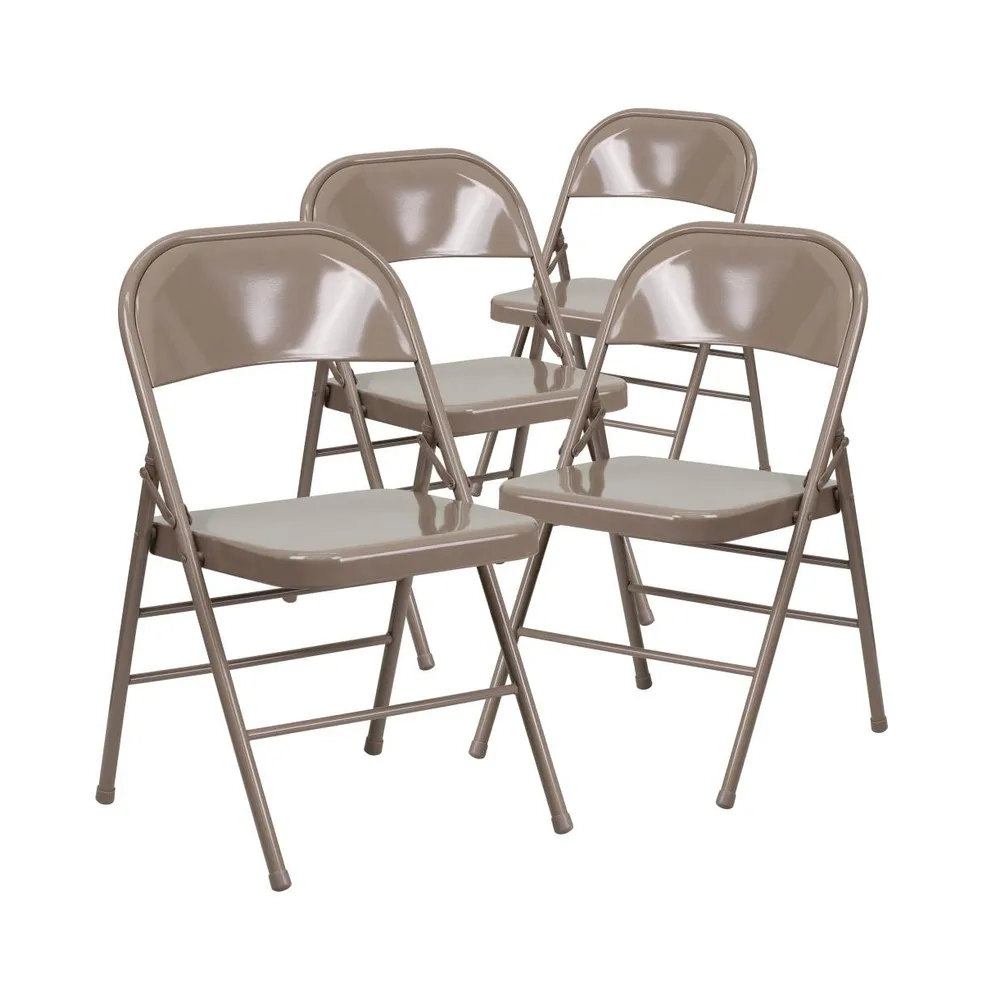 Emma+Oliver 4 Pack Triple Braced & Double Hinged Metal Folding Chair