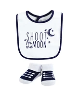 Yoga Sprout Baby Boy Cotton Bibs and Socks, Moon, One Size