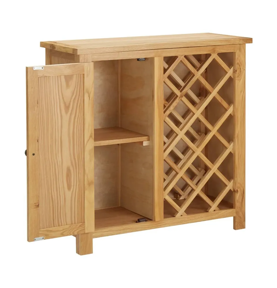 vidaXL Wine Cabinet for 11 Bottles 31.5"x12.6"x31.5" Solid Oak Wood