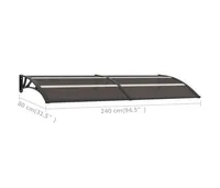 vidaXL Door Canopy Black 94.5"x29.5" Pc