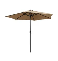 vidaXL Parasol with Led Lights and Aluminum Pole 106.3" Taupe