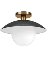 Hudson & Canal Alvia 14.5" Wide Semi Flush Mount with Metal, Glass Shade