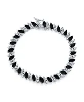 Bling Jewelry Cubic Zirconia Marquise Shape Cz 25 Ctw Alternating Black White Clear Blue Tennis Bracelet For Women 7.5 Inch