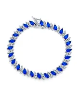 Bling Jewelry Cubic Zirconia Marquise Shape Cz 25 Ctw Alternating Black White Clear Blue Tennis Bracelet 7.5 Inch