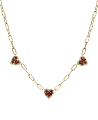 Garnet Heart Cluster 18" Collar Necklace (3/4 ct. t.w.) in 14k Gold-Plated Sterling Silver
