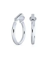 Bling Jewelry Classic Basic Simple Polished Tube Lightweight Clip On Hoop Earrings For Women Non Pierced Ears .925 Sterling Silver .75 Diameter