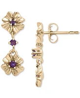 Amethyst Double Flower Drop Earrings (1/5 ct. t.w.) in 14k Gold-Plated Sterling Silver