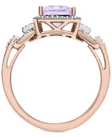 Rose de France Amethyst (2 ct. t.w.) & Diamond (1/10 ct. t.w.) Ring in Sterling Silver & 14k Rose Gold-Plate